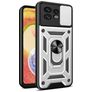 Mobigear Armor Ring Cam Slide Motorola Edge 40 Pro Hoesje Hardcase Backcover Shockproof met Ringhouder en Camera Slider - Zilver