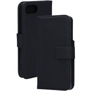 Mobiparts iPhone 17e Hoesje Echt Leer Bookcase Portemonnee - Zwart