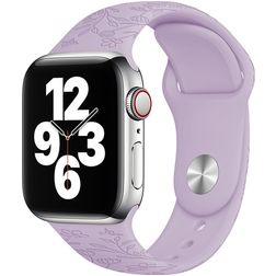 Mobigear Sport Flowers Siliconen Apple Watch Bandje Druksluiting - 42/41/40/38 mm - Paars