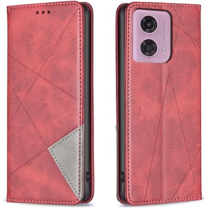 Mobigear Rhombus Slim Motorola Moto G04 Hoesje Bookcase - Rood