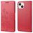 Mobigear Flowers iPhone 14 Hoesje Bookcase Portemonnee - Rood