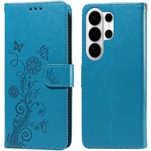 Mobigear Flowers Samsung Galaxy S26 Ultra Hoesje Bookcase Portemonnee - Blauw