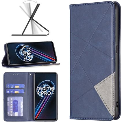 Mobigear Rhombus Slim Realme 9 Pro Plus Hoesje Bookcase - Blauw
