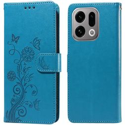 Mobigear Flowers OPPO Find X9 Hoesje Bookcase Portemonnee - Blauw