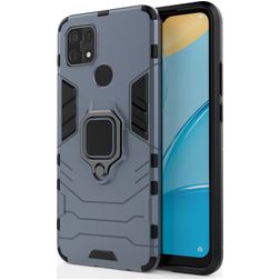 Mobigear Armor Ring OPPO A15 Hoesje Hardcase Backcover Shockproof met Ringhouder - Blauw