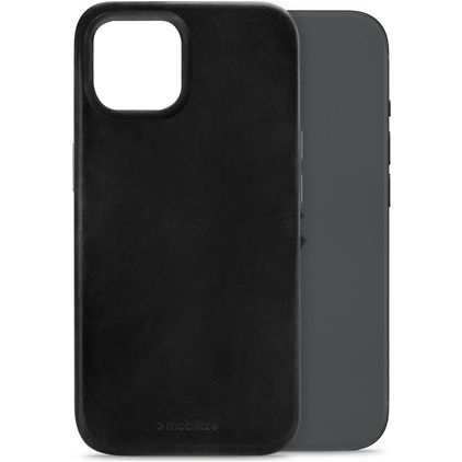 Mobilize Premium iPhone 15 MagSafe Hoesje Echt Leer Backcover - Zwart
