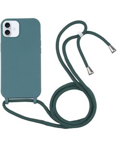 Mobigear Lanyard iPhone 16 Siliconen Hoesje met koord - Groen