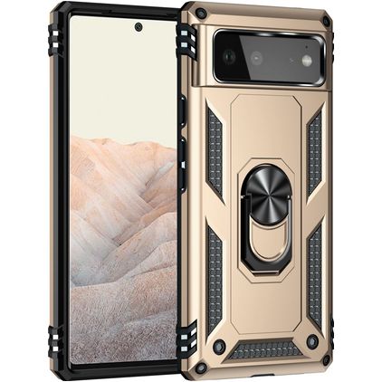 Mobigear Armor Ring Google Pixel 6 Hoesje Hardcase Backcover Shockproof met Ringhouder - Goud