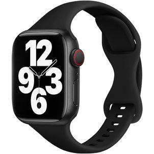 Mobigear Sport Slim Siliconen Apple Watch Bandje Druksluiting - 49/46/45/44 mm - Zwart