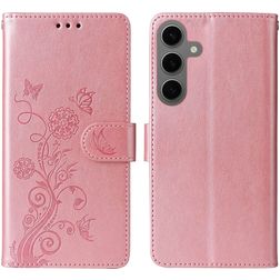 Mobigear Flowers Samsung Galaxy S24 FE Hoesje Bookcase Portemonnee - Roségoud