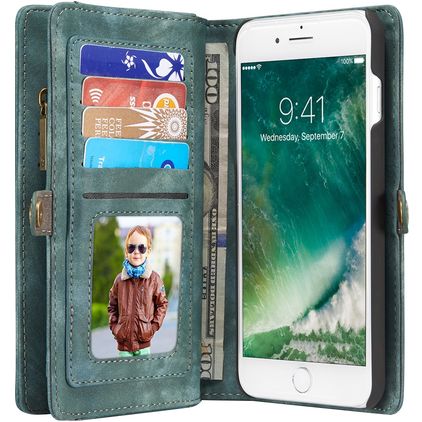 CaseMe 008 iPhone 7 Plus Hoesje Uitneembare 2in1 Bookcase Portemonnee - Groen