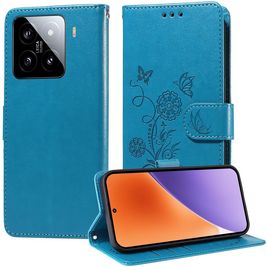 Mobigear Flowers Xiaomi 15 Hoesje Bookcase Portemonnee - Blauw