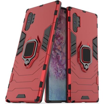 Mobigear Armor Ring Samsung Galaxy Note 10 Plus Hoesje Hardcase Backcover Shockproof met Ringhouder - Rood