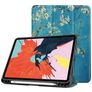 Mobigear Tri-Fold Gel iPad Air 5 (2022) Hoes TPU,Kunstleer Bookcase + Stylus Houder - Amandelbloesem