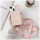 Mobigear Lanyard iPhone 14 Plus Siliconen Hoesje met koord - Roze