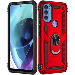 Mobigear Armor Ring Motorola Moto G71 5G Hoesje Hardcase Backcover Shockproof met Ringhouder - Rood