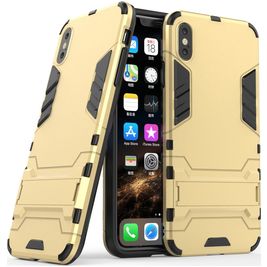 Mobigear Armor Stand iPhone XS Max Hoesje Hardcase Backcover Shockproof met Standaard - Goud Mobigear Armor Stand iPhone XS Max Hoesje Hardcase Backcover Shockproof met Standaard - Goud