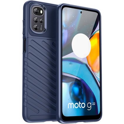 Mobigear Groove Motorola Moto E32 Hoesje Flexibel TPU Backcover - Blauw