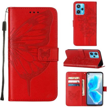 Mobigear Butterfly Realme 9 Pro Plus Hoesje Bookcase Portemonnee - Rood