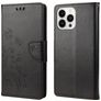 Mobigear Flowers iPhone 14 Pro Hoesje Bookcase Portemonnee - Zwart