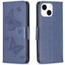 Mobigear Butterfly iPhone 15 Hoesje Bookcase Portemonnee - Blauw