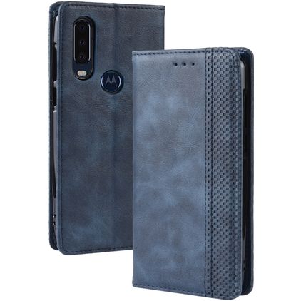 Mobigear Sensation Motorola One Action Hoesje Bookcase Portemonnee - Blauw