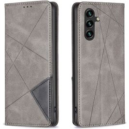 Mobigear Rhombus Slim Samsung Galaxy A56 Hoesje Bookcase - Grijs Mobigear Rhombus Slim Samsung Galaxy A56 Hoesje Bookcase - Grijs
