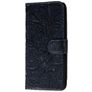 Mobigear Flowers Motorola Moto E6s (2020) Hoesje Bookcase Portemonnee - Donkerblauw