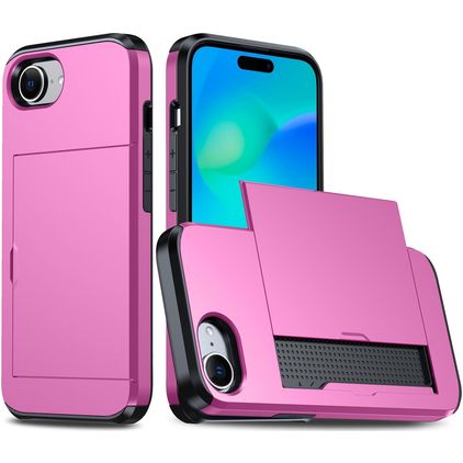 Mobigear Card iPhone 17e Hoesje Hardcase Backcover Shockproof met Pasjeshouder - Magenta