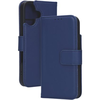 Mobiparts Wallet iPhone 16 MagSafe Hoesje Echt Leer Bookcase Portemonnee - Blauw