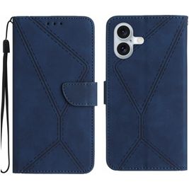 Mobigear Stitch iPhone 17 Hoesje Bookcase Portemonnee - Blauw