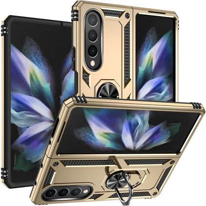 Mobigear Armor Ring Samsung Galaxy Z Fold 4 Hoesje Hardcase Backcover Shockproof met Ringhouder - Goud
