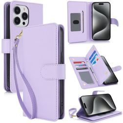 Mobigear Wallet iPhone 15 Pro Hoesje Bookcase Portemonnee - Paars