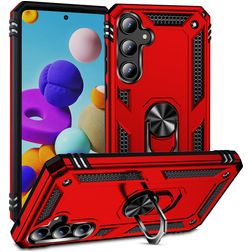Mobigear Armor Ring Samsung Galaxy A35 Hoesje Hardcase Backcover Shockproof met Ringhouder - Rood