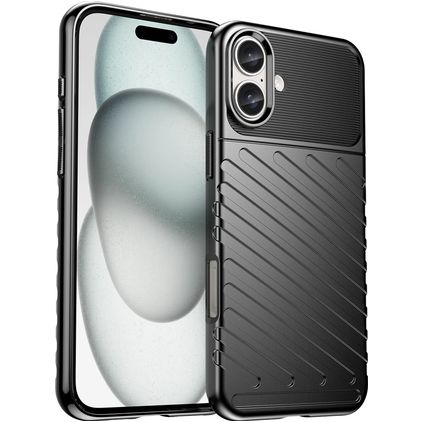 Mobigear Groove iPhone 16 Plus Hoesje Flexibel TPU Backcover - Zwart