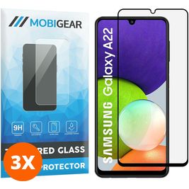 Mobigear Premium Samsung Galaxy A22 4G Glazen Screenprotector - Case Friendly - Zwart (3-Pack)