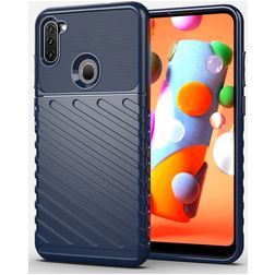 Mobigear Groove Samsung Galaxy A11 Hoesje Flexibel TPU Backcover - Blauw