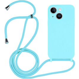 Mobigear Lanyard iPhone 14 Siliconen Hoesje met koord - Blauw Mobigear Lanyard iPhone 14 Siliconen Hoesje met koord - Blauw