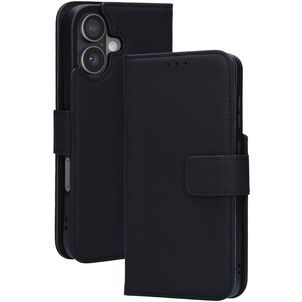 Mobiparts Wallet iPhone 17 MagSafe Hoesje Echt Leer Bookcase Portemonnee - Zwart