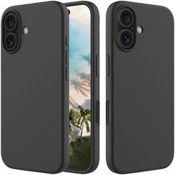 Mobigear Rubber Touch iPhone 16 Siliconen Hoesje Backcover - Zwart