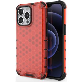 Mobigear Honeycomb iPhone 14 Pro Max Hoesje Hardcase Backcover Shockproof - Rood