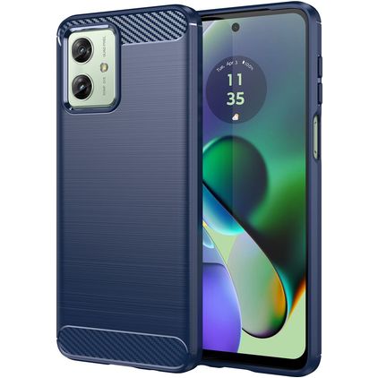 Mobigear Brushed Slim Motorola Moto G54 Hoesje Flexibel TPU Backcover - Blauw