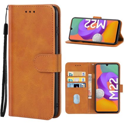 Mobigear Wallet Samsung Galaxy M22 Hoesje Bookcase Portemonnee - Bruin