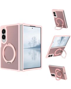 Mobigear 360 Rotating Ring Samsung Galaxy Z Fold 8 Ultra MagSafe Hoesje Hardcase Backcover met Ringhouder - Roze