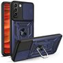 Mobigear Armor Ring Cam Slide Samsung Galaxy S22 Hoesje Hardcase Backcover Shockproof met Ringhouder en Camera Slider - Blauw