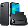 Mobigear Card iPhone 16e Hoesje Hardcase Backcover Shockproof met Pasjeshouder - Zwart
