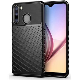 Mobigear Groove Samsung Galaxy A21 Hoesje Flexibel TPU Backcover - Zwart