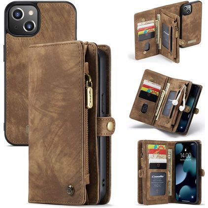 Caseme 008 iPhone 13 Mini Hoesje Uitneembare 2in1 Bookcase Portemonnee - Bruin