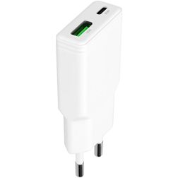 Mobiparts Flat Dual USB / USB-C Oplader Power Delivery 30W - Wit