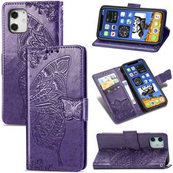 Mobigear Butterfly iPhone 12 Pro Hoesje Bookcase Portemonnee - Paars